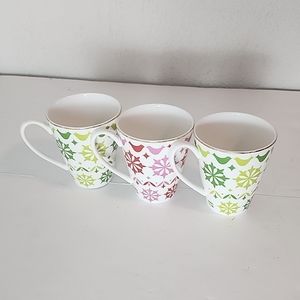 Set of 3 Kate Spade Lenox Holly Heights mugs